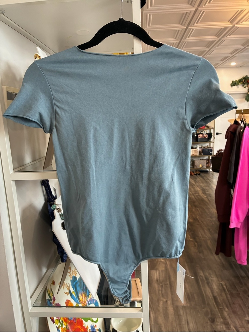 SKIMS Women's Slate Blue Short Sleeve Bodysuit size L/XL